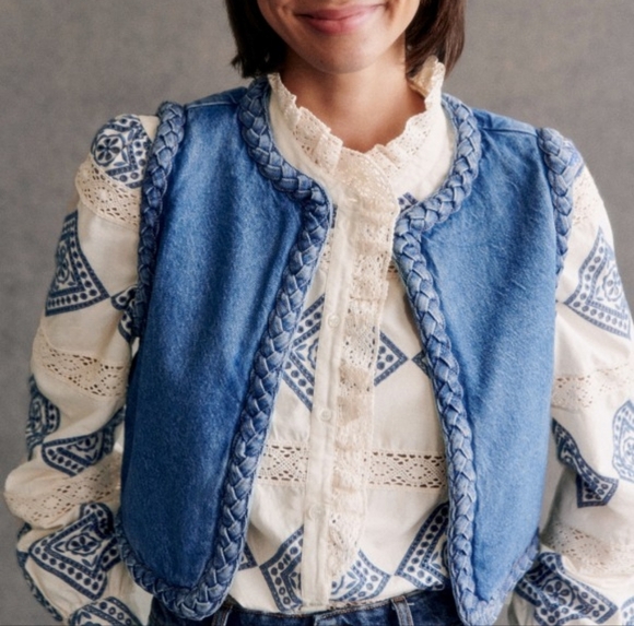 Sezane Abby Vest in Light Blue size 42 NWT - Picture 4 of 10